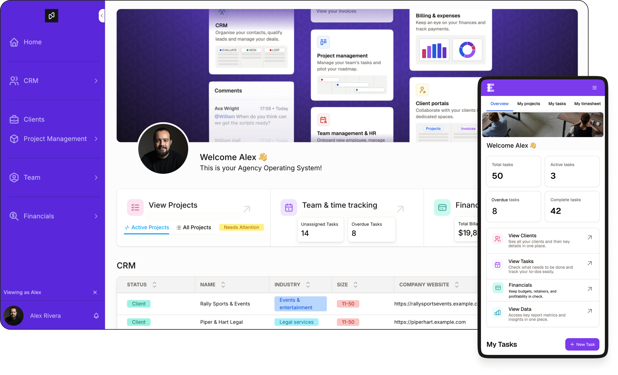 Noloco app builder interface showing drag-and-drop client portal