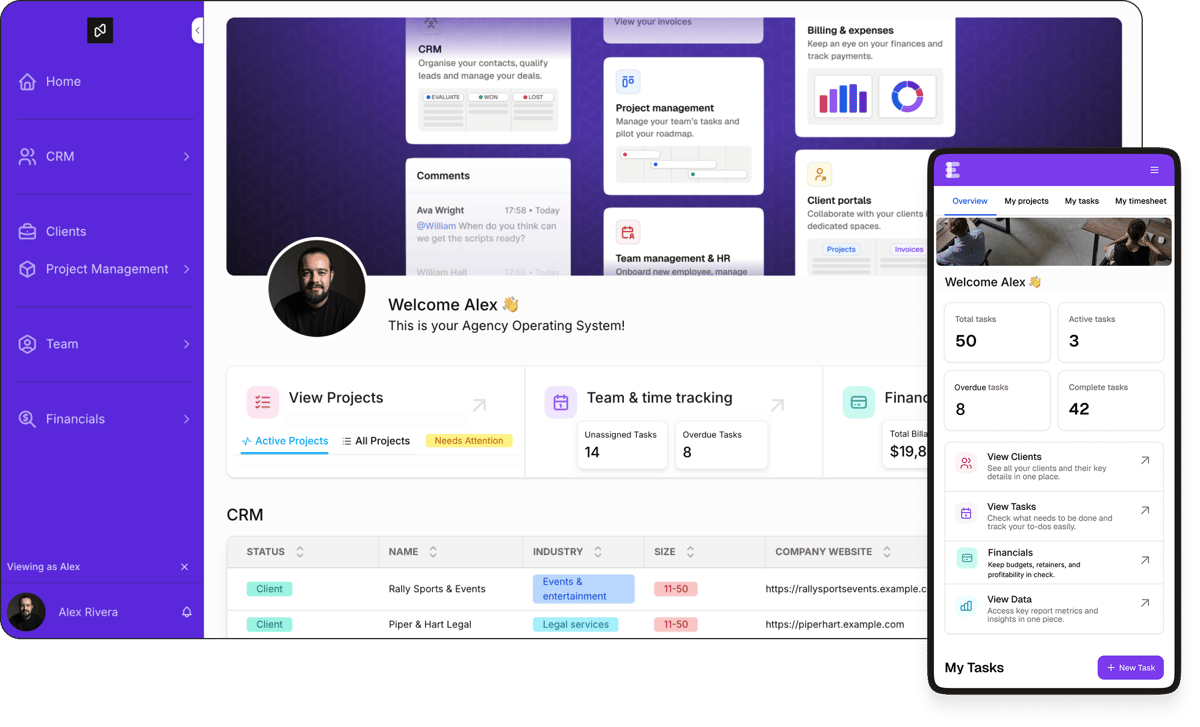 Noloco app builder interface showing drag-and-drop client portal